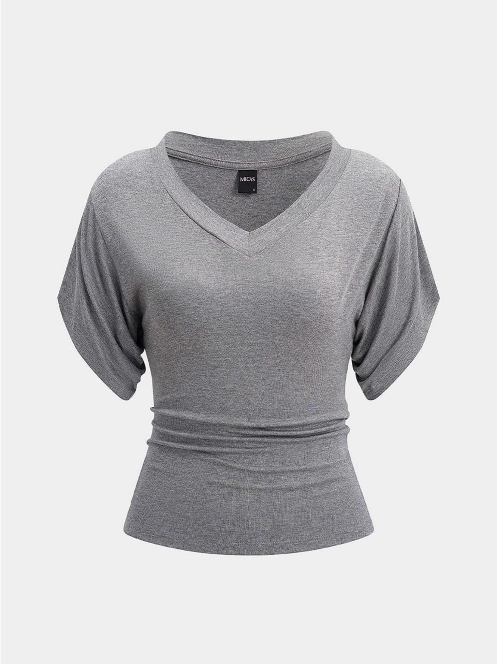 Micos Grey V-Neck Short Sleeve Women's Tee